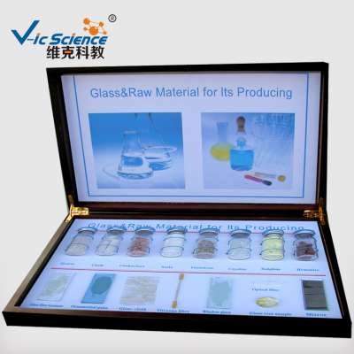 Educational aid 16 kinds raw materials and relative products of Glass specimens